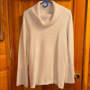 Calvin Klein Cream Ribbed Turtleneck Sweater
